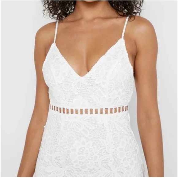 FOREVER 21 Lace Overlay White Midi Dress EUC - Picture 2 of 13